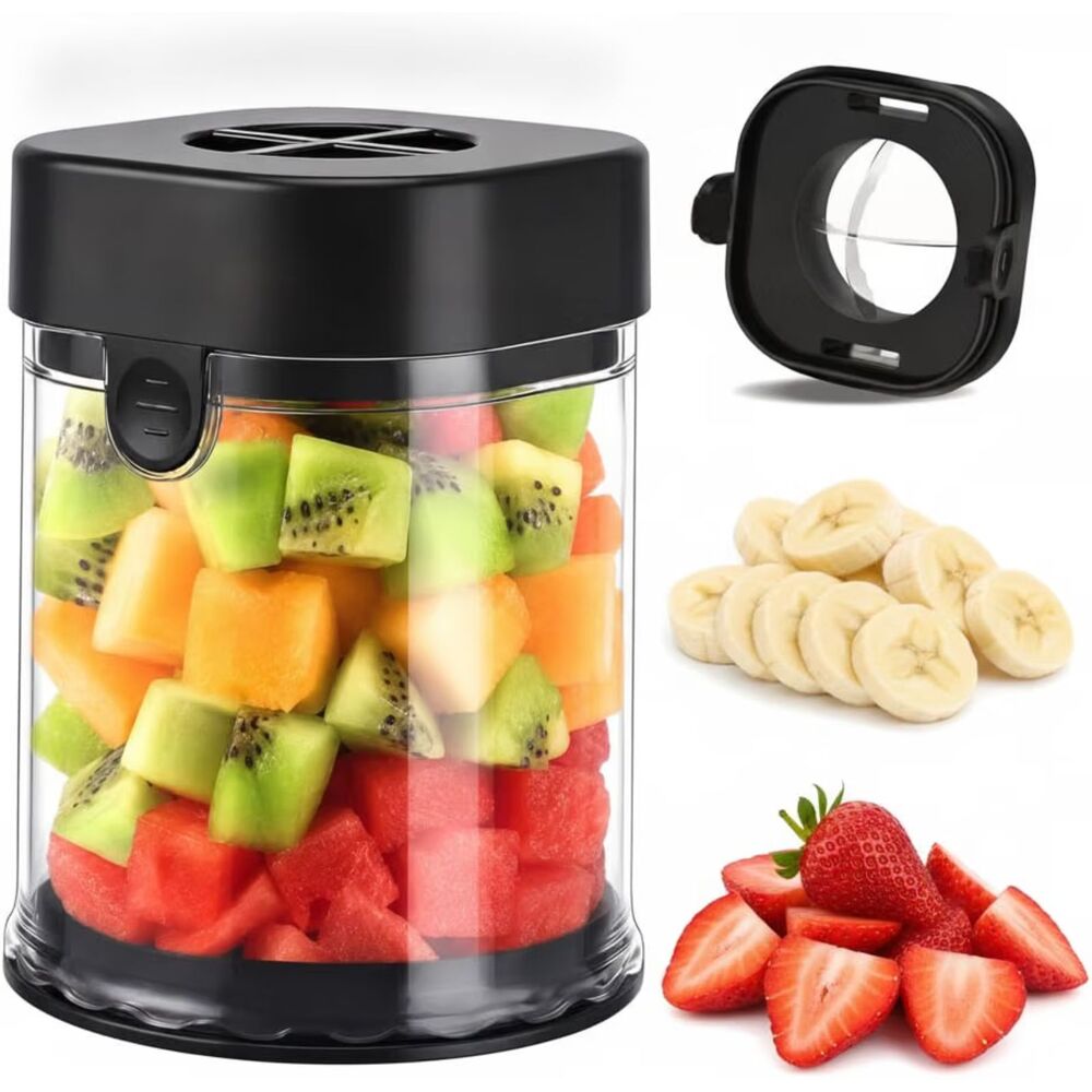2-in-1 Fruit Slicer Cup Strawberry Cutter Stainless Steel Blades Kitchen Gadget